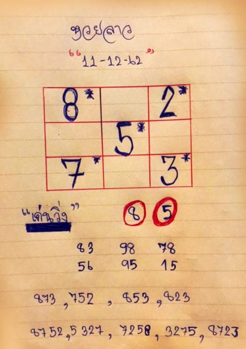 เลขลาวขายดี 11/12/62