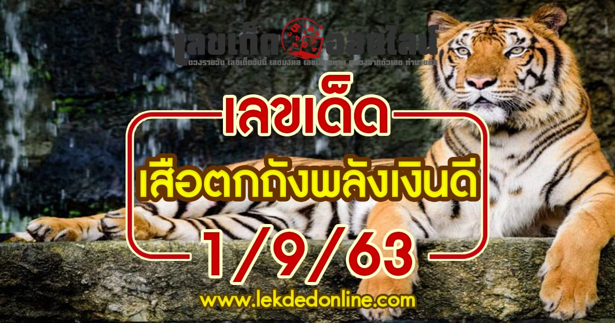 เสือตกถังพลังเงินดี 1/9/63 หวยซองแม่นๆ สูตรพลังบวกงวดนี้